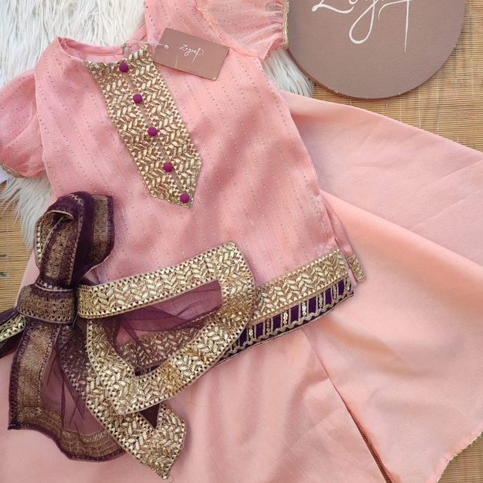 tea pink sharara set tea pink sharara set