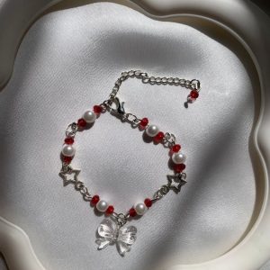 Sparkle Beaded Bracelet – Red