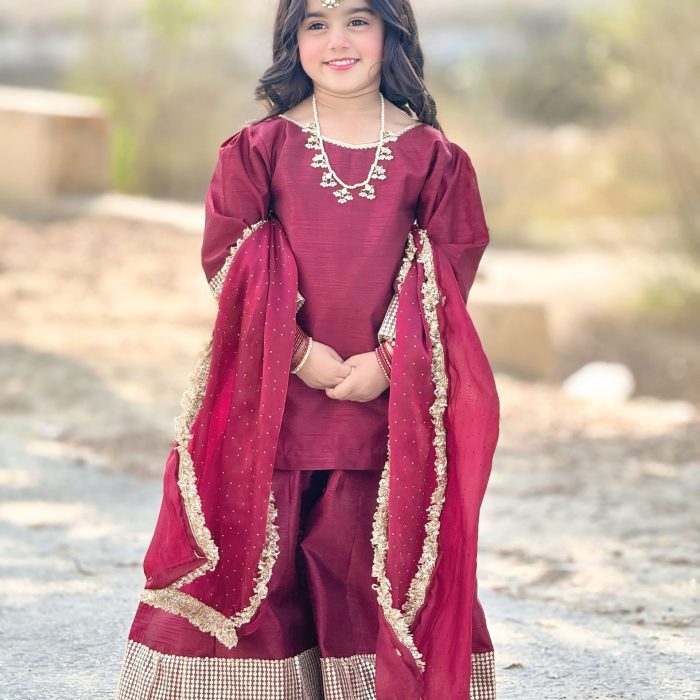 aizal ainoor maroon sharara set (7) aizal ainoor maroon sharara set (7)